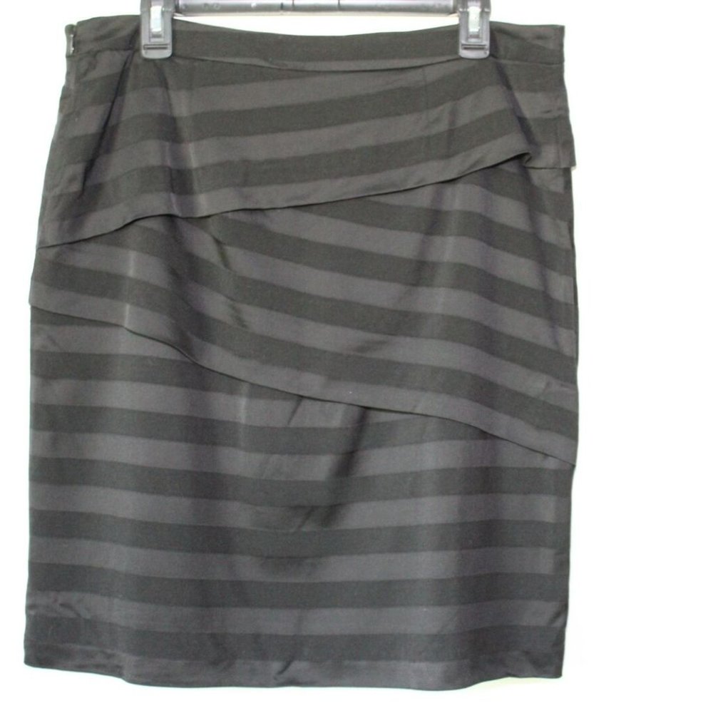 NWT J. McLaughlin Striped Nicola Layered Panel Pencil Skirt Black Size 12 H13124 - Picture 7 of 11